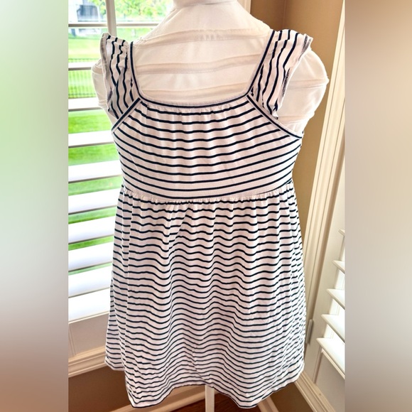City Streets Girls Striped Ruffle Sleeve Dress Navy White Size S 7/8 - Picture 1 of 5